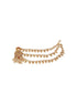 Gold Plated Kemp Stone Studded 3 Layered Pearl Lakshmi ji Design Temple Matil With Earchain Earrings