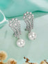 Silver Toned Pearl Beaded Minimal Studs Bali Earrings