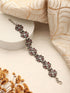 Silver Oxidised Toned Red Stone Studded Floral Tribal Minimal Adjustable Bracelet