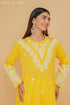 Sugandh in Cotton Chikankari Long Kurta Yellow