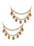 Gold Plated Double Layered Pearls Matil Jhumka Design Champaswaralu Temple Ear Chain Earrings