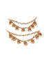 Gold Plated Double Layered Pearls Matil Jhumka Design Champaswaralu Temple Ear Chain Earrings