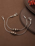 Set of 2 Silver Oxidised Balls Minimal Dailywear Anklet Payal