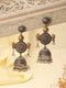 Silver Oxidised Dual Toned Dangler Fusion Lightweight Jhumka Earrings