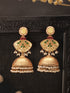 Gold Toned Pearl Beaded Fusion Statement Lightweight Designer Jhumka Earrings