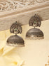 Silver Oxidised Pearl Beaded Filigree Tribal Large Jhumka Earrings