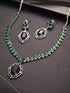 Silver Rhodium Plated Emerald Green Cubic Zirconia Designer Bridal Pendant Jewellery Set