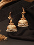 Gold Toned Blue Stone Studded Statement Ghungroo Hoop Jhumka Earrings
