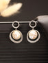 Silver Plated Quirky Pearl Drop Minimal Orbital Earrings
