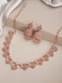 Rose Gold AD Studded Statement Designer With Classic Jhumka Earrings Necklace Jewellery Set