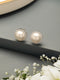 White Rhodium AD & Pearl Studded Classic Minimal Solitaire Studds Earrings