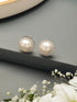White Rhodium AD & Pearl Studded Classic Minimal Solitaire Studds Earrings