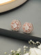 Rose Gold Polished White AD Studded Floral Minimal Solitaire Studds Earrings