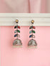 Oxidised Silver Toned Multicolored Handcrafted Leaf Design Dangler Minimal Jhumka Earrings