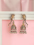 Antique Gold-Toned Parrot Motif Pearl Beaded Handcrafted Jhumka Earrings