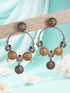 Oxidised Dual Toned Red Stone Pearl Beaded Handcrafted Floral Filigree large Hoop Chandbali Earrings