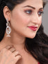 Rose Gold Plated White AD Studded Designer Dropdown Jhumki Earrings