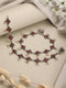 Set of 2 Silver Oxidised Ruby Red Stone Studded Minimal Dailywear Anklet Payal