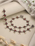 Set of 2 Silver Oxidised Ruby Red Stone Studded Minimal Dailywear Anklet Payal