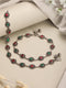 Set of 2 Silver Oxidised Ruby Red & Green Stone Studded Minimal Bridal Dailywear Anklet Payal