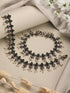 Set of 2 Silver Oxidised Green Stone Studded Flower Minimal Dailywear Anklet Payal