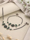 Set of 2 Silver Oxidised Green Stone Studded Trendy Floral Minimal Bridal Dailywear Anklet Payal