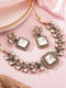 Oxidised Silver Toned Polki Kundan Studded Leafy Minimal Designer Choker Jewellery Set