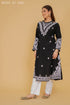 ADA in Cotton Chikankari Long Kurta Black