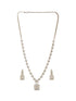 White Rhodium Cubic Zircon Studded Delicate Square Pendant Necklace Jewellery Set