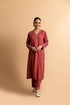 Saba Chikankari Cotton Silk Kurta Set for Women - Falu Red