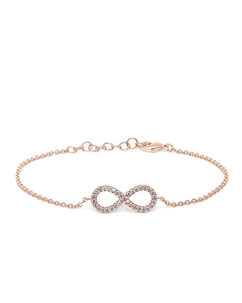 18kt Rose Gold Plated CZ Infinity Charm Bracelet