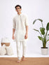 Men's White Jacquard Cotton Kurta Pyjama Set