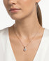 18KT Rose Gold Plated CZ Solitaire Swirl Pendant with Chain