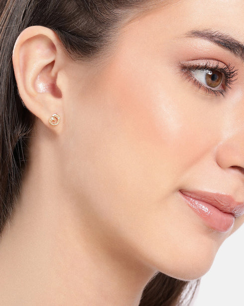 925 Sterling Silver 18kt Rose Gold Plated CZ Petite Stud Earring