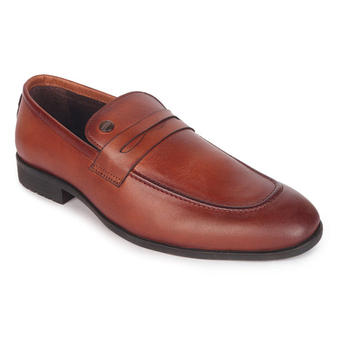 Men's Classic Smooth Leather Penny Loafers with TPR Sole