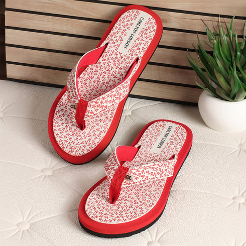 Women's Daily Wear Printed Thong Flip Flops