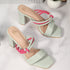 Women's Knotted Strap Square Toe Block Heel Sandal
