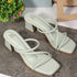 Women's Thin Strap Square Toe Block Heel Sandal