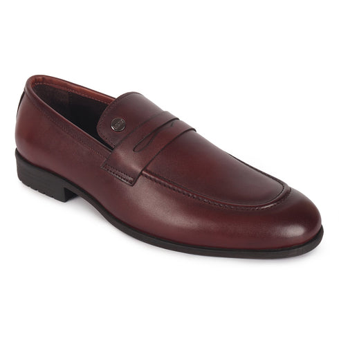 Men's Classic Smooth Leather Penny Loafers with TPR Sole