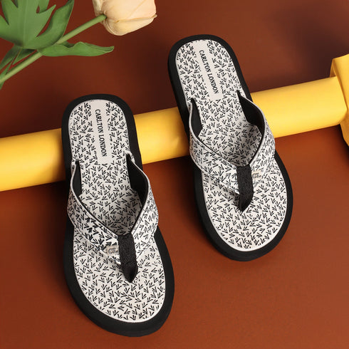 Women's Daily Wear Printed Thong Flip Flops