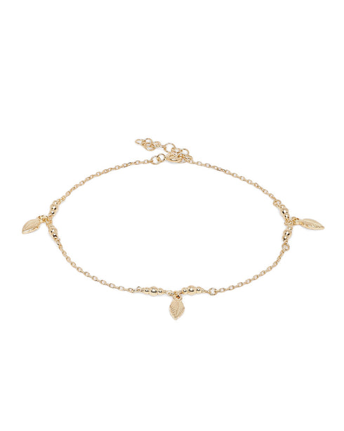 18kt Gold Plated Leaf Charm Anklet
