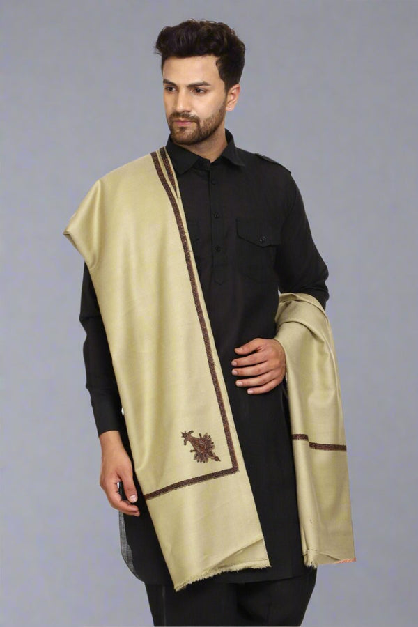 Men's Kashmiri Embroidered Wool Shawl