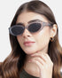 Women Grey Toned UV Protected Black Lens Oval Sunglasses