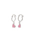 925 Sterling Silver Rhodium Plated Dangling Heart Enamel Hoop Earring