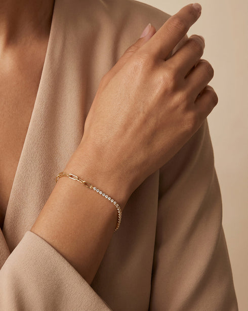 18kt Gold Plated Mix 'n' Match Stone Link Chain Wraparound Bracelet