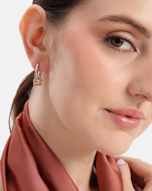 18kt Gold & Rhodium Dual Plated Intertwined Knot Hoop Earring