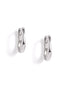 Rhodium Plated Oval Mini Hoop Earring
