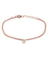 925 Sterling Silver 18kt Rose Gold Plated Double Layered CZ Heart Charm Bracelet