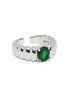 Rhodium Plated Emerald Blue Stone Adjustable Ring