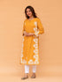Saba Chikankari Long Kurta in Rayon cotton - Mustard